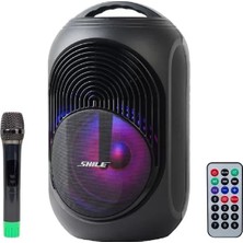 Shile SL-2018A El Mikrofonlu-Kumandalı Usb/sd/bt Işıklı Taşınabilir Şarjlı Seyyar Anfi