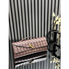 Pazarvia Shop Hasır Deri Clutch Çanta