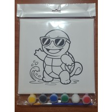 Sepetly Çocuklar Için Tuval Boyama Seti 20X20 cm - 6 Renk Boya ve Fırçalı Akrilik Boyama (Çoklu Desen Seçenekli)
