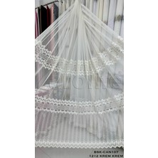Arolife Zarif ve Şık Bambu Zemin Brode Krem Perde