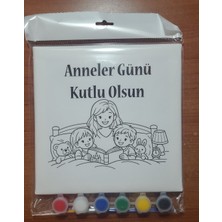 Sepetly Çocuklar Için Tuval Boyama Seti 20X20 cm - 6 Renk Boya ve Fırçalı Akrilik Boyama (Çoklu Desen Seçenekli)