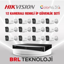 Dahua Hikvision 4 Mp 12 Kameralı Acusense Colorvu 3.0 Aı  Ip Güvenlik Kamera Seti DS-2CD1047G3-LIUF (Dahili Mikrofonlu)