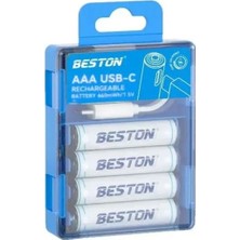 BataryaBank Beston USB 1.5V Aaa Ince Lithium Şarjlı Pil 660MAH | Şarj Cihazı Gerektirmez