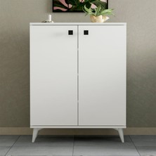 Eco Room Okyanus 2 Kapak 4 Raflı Ayakkabılık - Beyaz - 87,5X33X70 cm