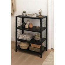 Rafburada 4 Katlı Renkli Tel Kafesli Dekoratif Çelik Raf - Çiçeklik Rafı, Ofis Rafı 0,70 mm YEŞIL-59X93 CM-250 cm