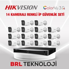 Dahua Hikvision 4 Mp 14 Kameralı Acusense Colorvu 3.0 Aı  Ip Güvenlik Kamera Seti DS-2CD1047G3-LIUF (Dahili Mikrofonlu)
