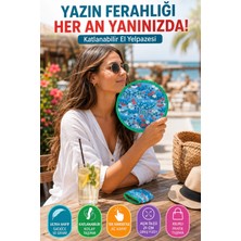 Open City Çiçek Desenli Katlanabilir El Yelpazesi Kılıflı Yuvarlak Cep Yelpazesi Otomatik Açılır Hafif Pratik