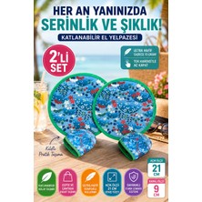 Open City 2'li Çiçek Desenli Katlanabilir El Yelpazesi Kılıflı Yuvarlak Cep Yelpazesi Otomatik Açılır Hafif Pratik