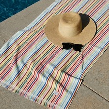 Green Black Stripe Sunset Plaj Havlusu Renkli
