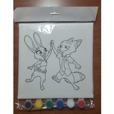 Sepetly Çocuklar Için Tuval Boyama Seti 20X20 cm - 6 Renk Boya ve Fırçalı Akrilik Boyama (Çoklu Desen Seçenekli)