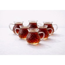 Zürih Collection 6 Parça Keyfi Ala Kulplu Damla Çay Bardağı Borosilikat Cam 200 ml