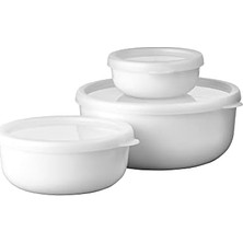 Lumina Saklama Kutusu, 3 Parçalı Set, Buzdolabı, Derin Dondurucu, Buharlı Pişirme ve Mikrodalga Fırın Için Kapaklı Saklama Kapları, 250 Ml, 750 ml ve 1500 ml – Beyaz