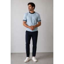 Alexander Gardi Şerit Detaylı Kontrast Yaka Basic T-Shirt