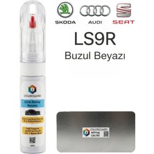 COLORGUARD Škoda Audi Seat LS9R Buzul Beyazı İğneli ve Fırçalı Özel Tasarım Şişe Rötuş Boyası ve Profesyonel Rötuş Çeliği Seti