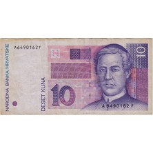 Banknoting Hırvatistan 10 Kuna 1993 Ilk Seri-Nadir. Çok Temiz.