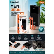 HiboTekno 10000 Mah Hızlı Şarj Powerbank LCD Ekranlı Dahili Kablolu Type-C Lightning Taşınabilir Powerbank