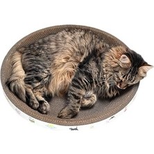 Get Store Kedi Desenli Kahverengi Karton Tırmalama ve Yatak, 45X9 cm