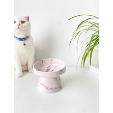 Get Store Seramik Kedi ve Köpek Mama Su Kabı - Mor Beyaz Ebru Desen