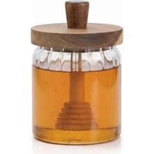 Get Store 450 ml Kapasiteye Sahip Ahşap Kapaklı Cam Bal Kavanozu
