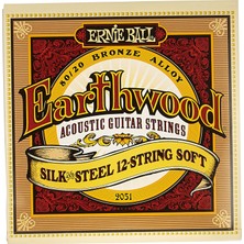 Ernie Ball Earthwood Ipek Yumuşak Akustik Gitar Telleri, 12 Telli, 80/20 Bronz, Ölçü 9-46