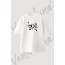 Seraphim Tasarım Baskılı Unisex Oversize Kalıp Beyaz Tshirt