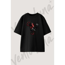 Ktm Duke Wheelie Tasarım Baskılı Unisex Oversize Kalıp Siyah Tshirt