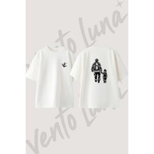 Firefighter Dad Tasarım Sırt Baskılı Pamuk Beyaz Oversize T-Shirt