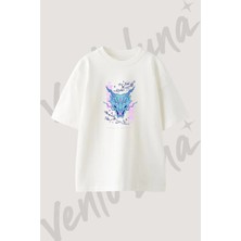 Asian Dragon Tasarım Baskılı Unisex Oversize Kalıp Beyaz Tshirt