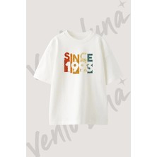 Since 1993 Tasarım Baskılı Unisex Oversize Kalıp Beyaz Tshirt