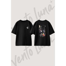 Futbol Oyuncular Tasarım Sırt Baskılı Pamuk Siyah Oversize T-Shirt