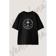 Skull Sword Tasarım Baskılı Unisex Oversize Kalıp Siyah Tshirt