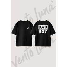 Bad Boy Tasarım Sırt Baskılı Pamuk Siyah Oversize T-Shirt