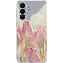 TechTree Samsung Galaxy A27 Uyumlu Pembe Laleler Baskılı Silikon Kılıf