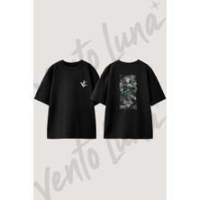 Astarion Baldurs Gate Iıı Tasarım Sırt Baskılı Pamuk Siyah Oversize T-Shirt