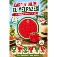 Open City Karpuz Desenli Katlanabilir El Yelpazesi Kılıflı Cep Yelpazesi Yuvarlak Pratik Yazlık Mini Aksesuar