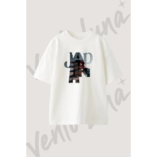 Japon Pagoda Tasarım Baskılı Unisex Oversize Kalıp Beyaz Tshirt