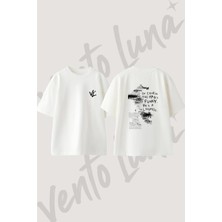 Charlie Chaplin Tasarım Sırt Baskılı Pamuk Beyaz Oversize T-Shirt