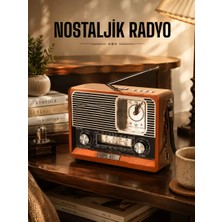 Fta Ticaret Ahşap Görünümlü Retro Bluetooth Radyo Usb,aux ve Sd Kart Girişli