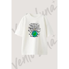 No More War Tasarım Baskılı Unisex Oversize Kalıp Beyaz Tshirt