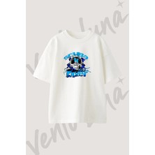 Scuba Diver_1 Tasarım Baskılı Unisex Oversize Kalıp Beyaz Tshirt