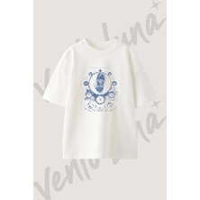 No Longer Human Tasarım Baskılı Unisex Oversize Kalıp Beyaz Tshirt