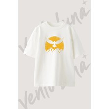 Kartal Dag Tasarım Baskılı Unisex Oversize Kalıp Beyaz Tshirt