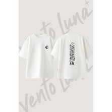 Dag Orman Tasarım Sırt Baskılı Pamuk Beyaz Oversize T-Shirt