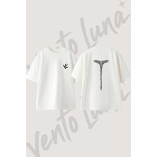 Fallen Angel Tasarım Sırt Baskılı Pamuk Beyaz Oversize T-Shirt