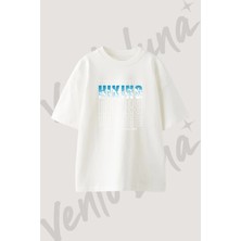 Hiking Mountain Tasarım Baskılı Unisex Oversize Kalıp Beyaz Tshirt