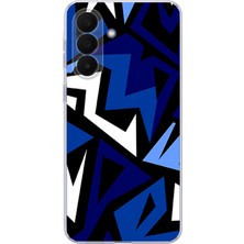 TechTree Samsung Galaxy A27 Uyumlu Modern Mavi Geometrik Mozaik Baskılı Silikon Kılıf