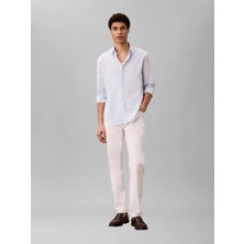 Calvin Klein Erkek Beyaz Calvin Klein Classıc Taper Chalk, Asn, 32, 34 Beyaz Erkek Kot Pantolon