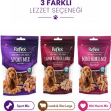 Reflex Semi-Moist Köpek Ödül Maması 3'lü Set 150 gr x 3 (450 Gr) Yumuşak Yapılı Ilave Şekersiz Sport Mix + Lamb & Rice Large + Mini Hearts Mix