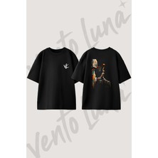 Dunk Sanat Tasarım Sırt Baskılı Pamuk Siyah Oversize T-Shirt