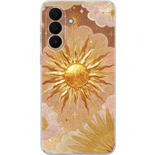 TechTree Samsung Galaxy A27 Uyumlu Altın Güneş ve Yıldız Desenli Baskılı Silikon Kılıf